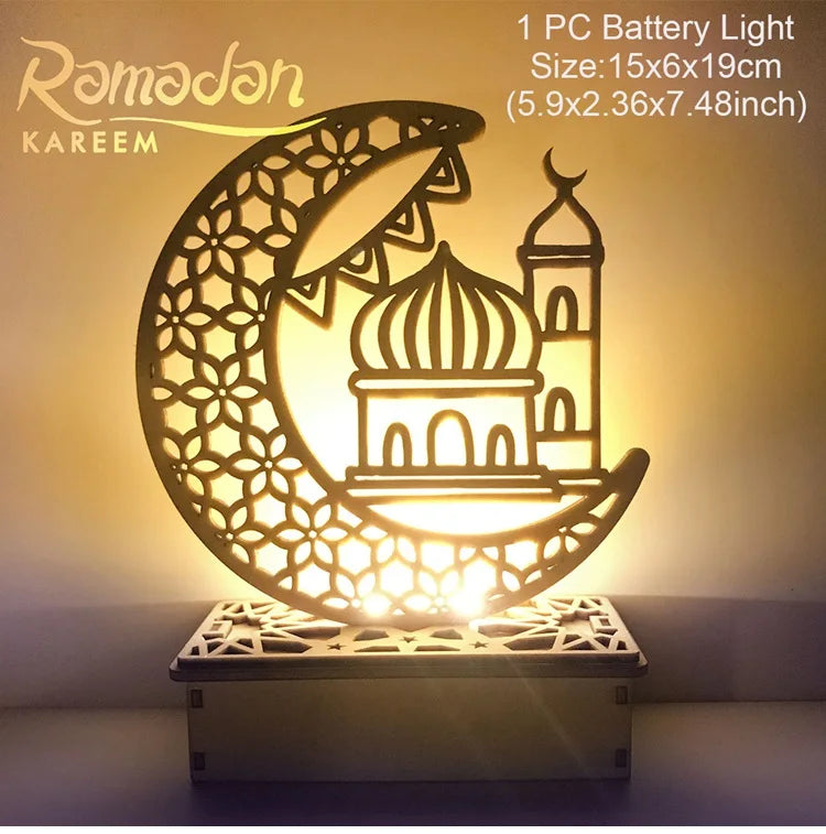 2025 EID Mubarak Wooden Pendant Ramadan Decoration For Home Islamic Muslim Party Decor EID Gifts Abaya AL Adha Kareem Gifts