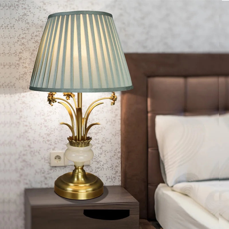 American Modern Minimalist Villa Bedroom Living Room Full Copper Table Lamps