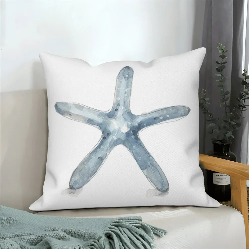 Ocean Animals Anchor Ship Decorative Pillowcase Sofa Cushion Cover Throw Pillow Case Home Bedroom Car Decor 40x40 45x45 50x50cm