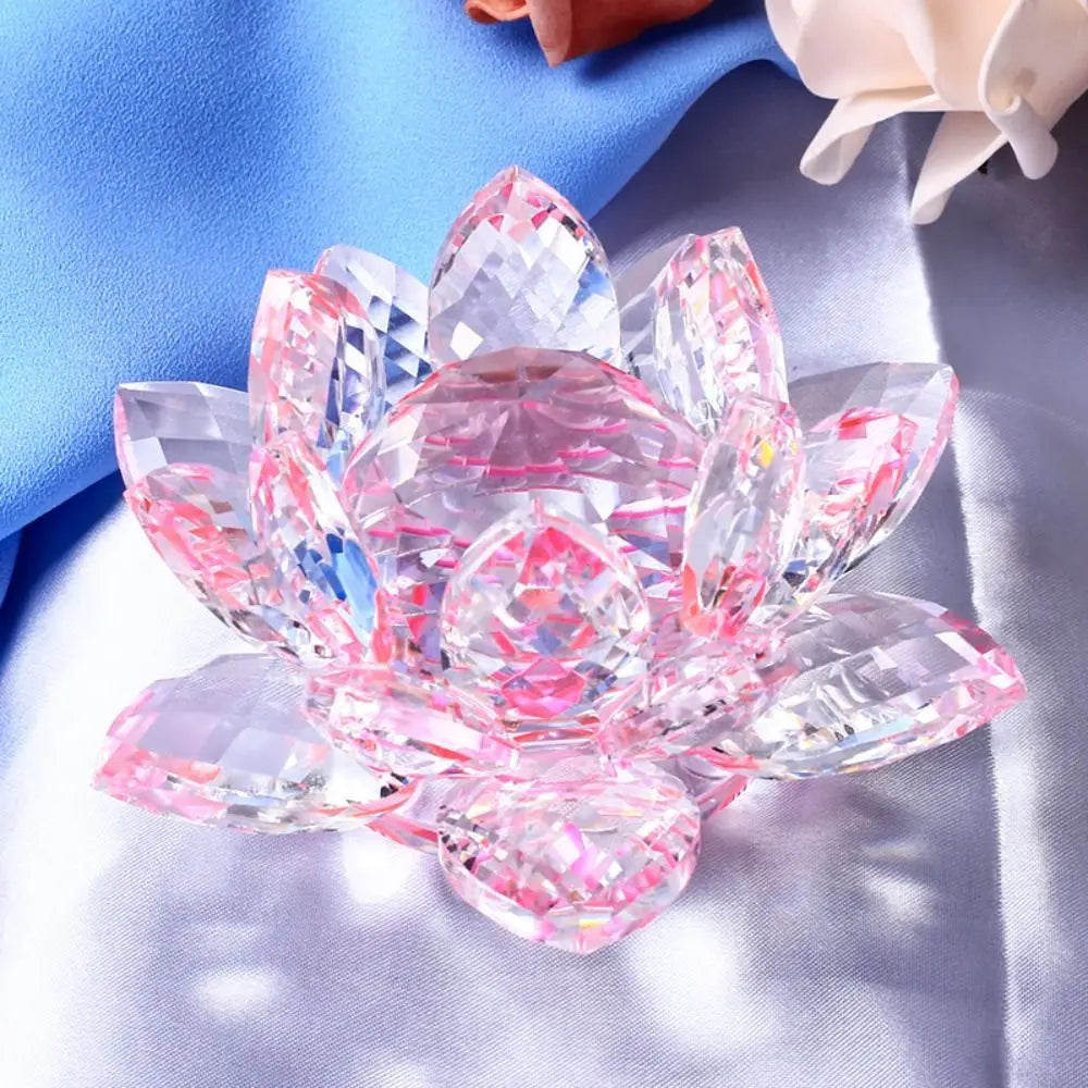 6cm Quartz Crystal Lotus Flower Crafts Glass Paperweight Fengshui Ornaments Figurines Home Wedding Party Decor Gifts Souvenir