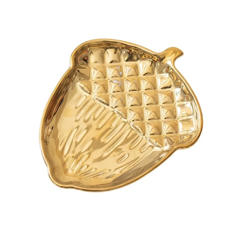 Desktop Ornament Ceramic Pine Cone Shaped Tray Exquisite Creative Fruit Tray Portable Multi-Function Jewelry Display Plate Food