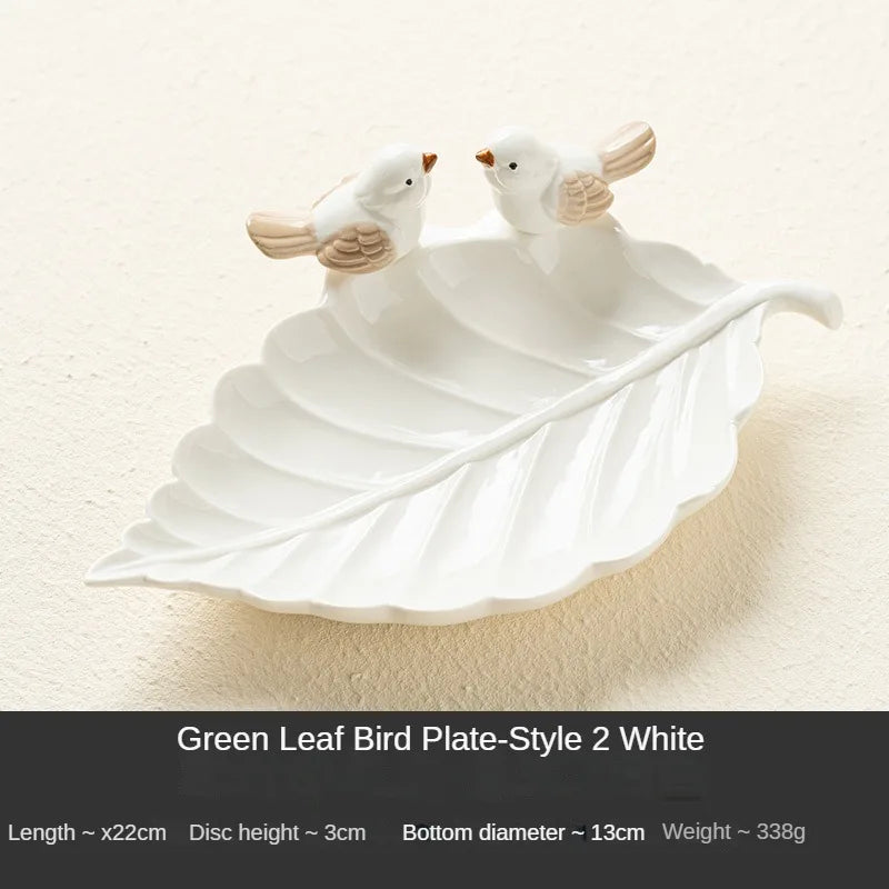 New Cute Bird Dim Sum Tray Ceramic Jewelry Storage Tray Creative Shelf Dim Sum Tray Home Tea Table Desktop Decoration Gifts