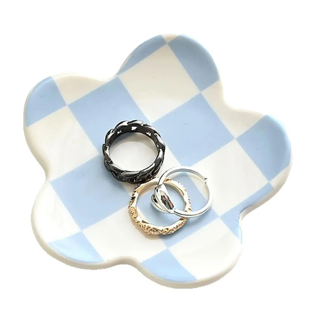 Creative Ceramic Petal Tray, Jewelry Plate Necklace Ring Storage Dish,Jewelry Display Plate Desktop Decor