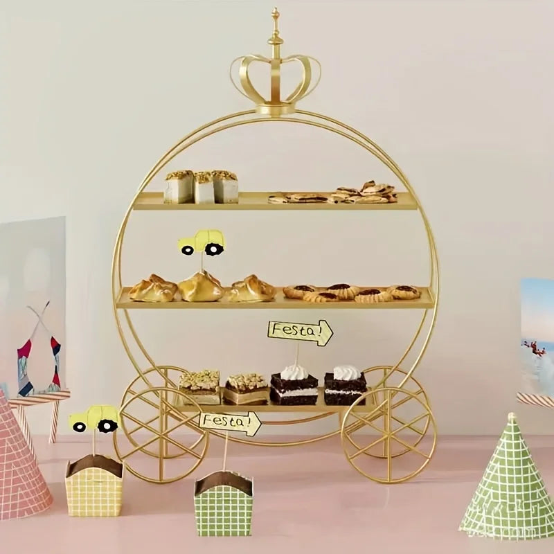 European Crown Dessert Table Display Stand, Showcase, Wedding Decoration, Afternoon Tea Cake Rack, Golden Pastry Ornament Plate