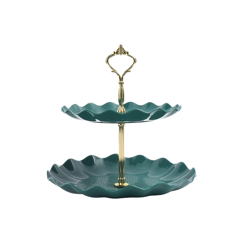 Double layer cake candy stand round wedding party fruit plate display home decoration tray table exquisite