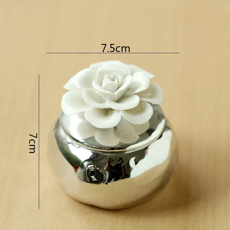 Hand Drawn Flower Ceramic Storage Jar Wedding Candy Box Jewelry Storage Box Storage Container Creative Gift Jar Home Decoration