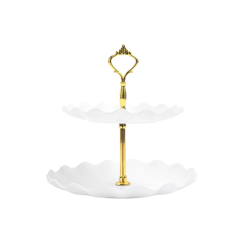 Double layer cake candy stand round wedding party fruit plate display home decoration tray table exquisite