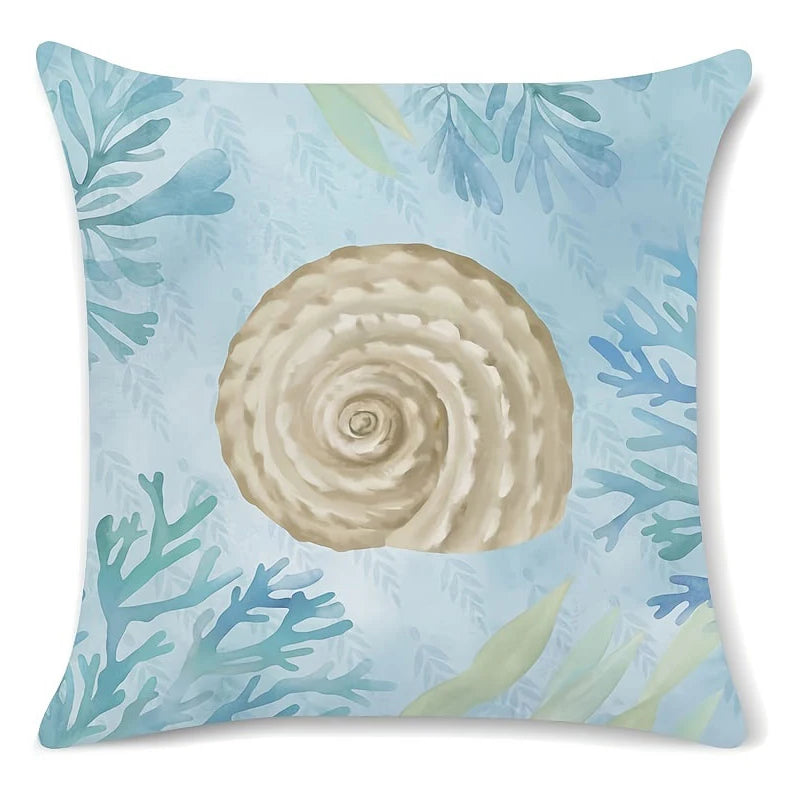Seahorse Turtle Starfish Coastal Outdoor Decorative Pillow Soft Velvet Cushion Cover Sofa Bed Home Decor Ocean Beach Throw