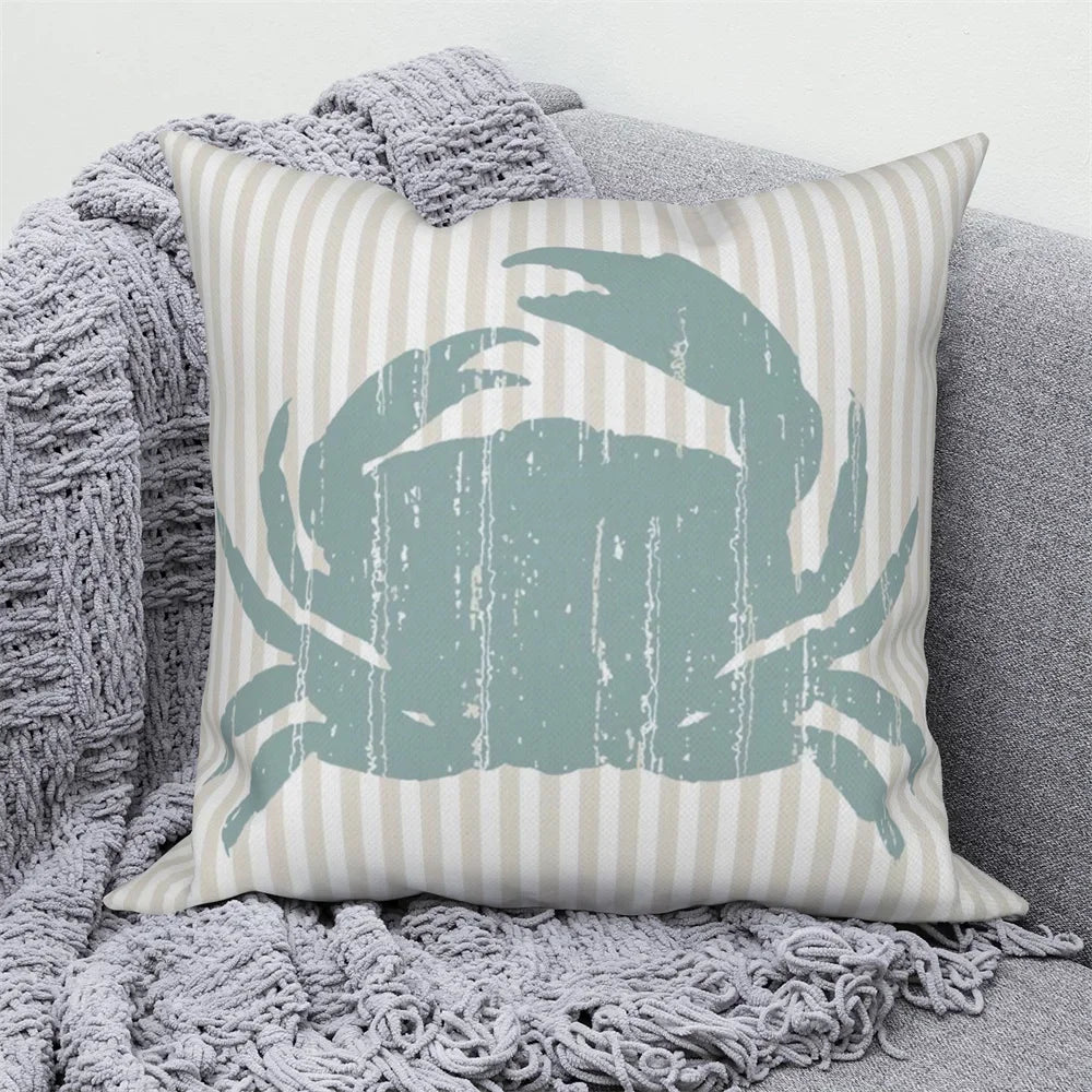 Ocean Animals Anchor Ship Decorative Pillowcase Sofa Cushion Cover Throw Pillow Case Home Bedroom Car Decor 40x40 45x45 50x50cm