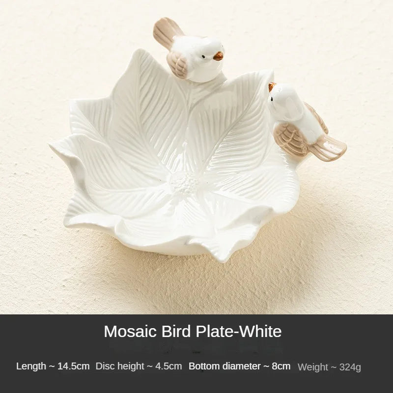 New Cute Bird Dim Sum Tray Ceramic Jewelry Storage Tray Creative Shelf Dim Sum Tray Home Tea Table Desktop Decoration Gifts