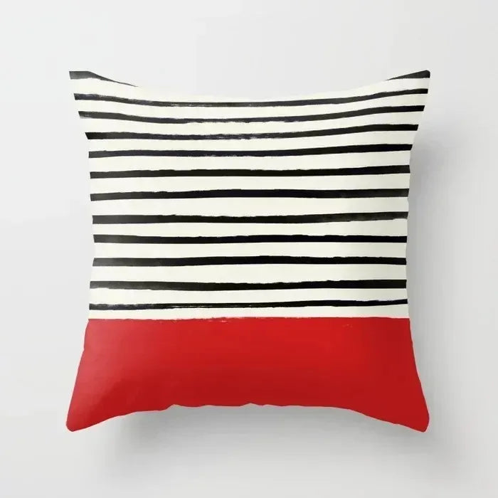 Cute Red Print Geometric Red Plaid Pink Lolita Pillow Cover Decorative Modern Nordic Throw Pillow Cover