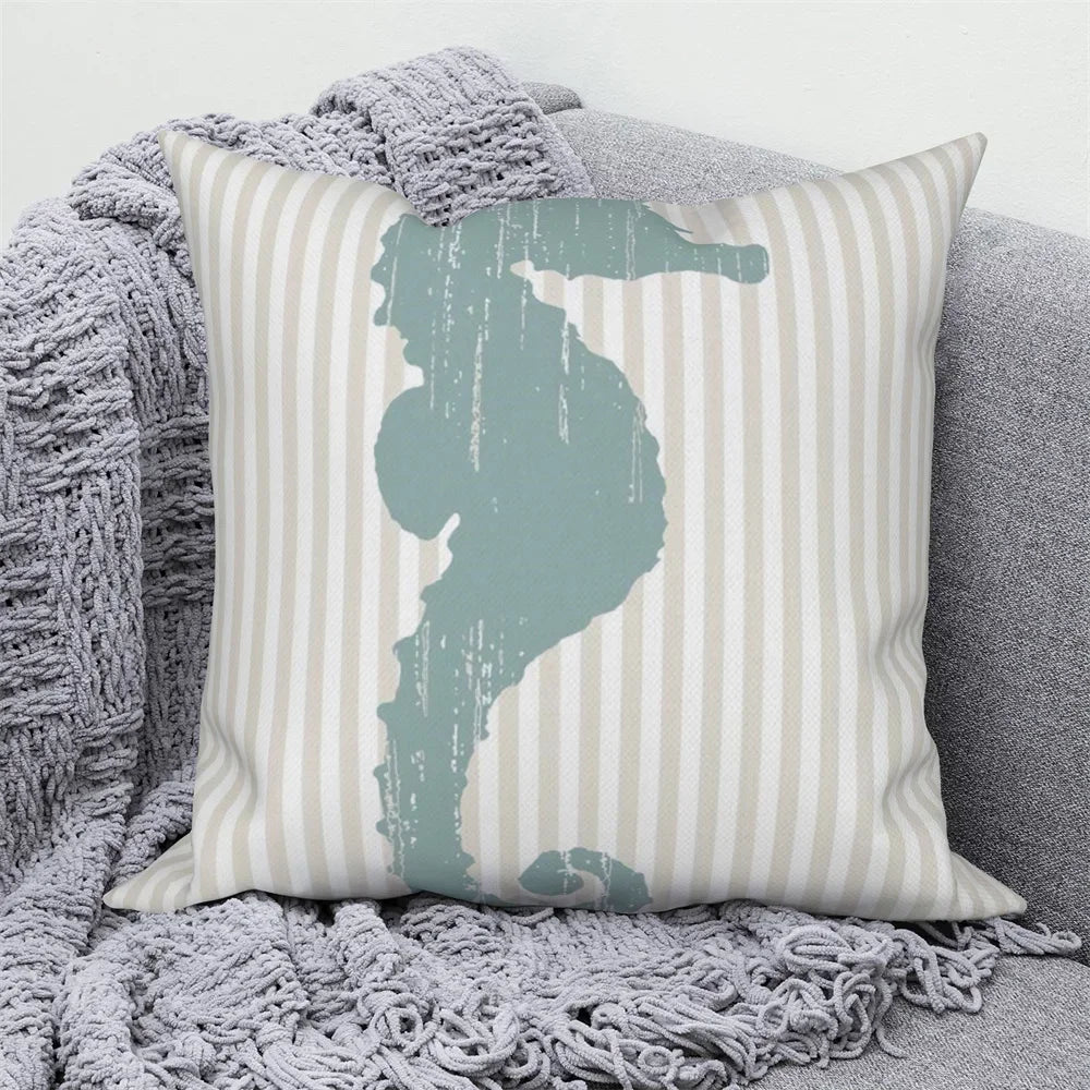 Ocean Animals Anchor Ship Decorative Pillowcase Sofa Cushion Cover Throw Pillow Case Home Bedroom Car Decor 40x40 45x45 50x50cm