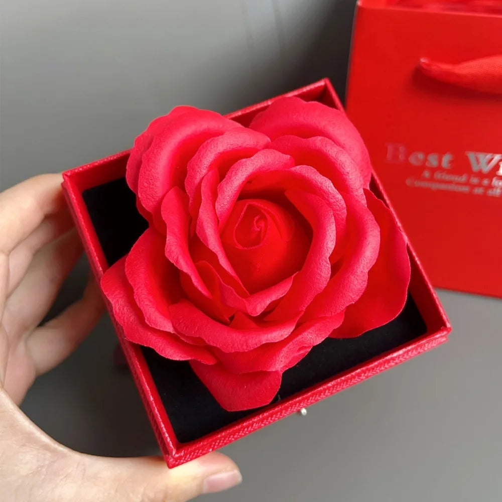 Rose Flower Gifts Box for Women Girlfriends New Fashion Valentine Jewelry Gift Ring & Necklace Gift Boxes Accessory Storage