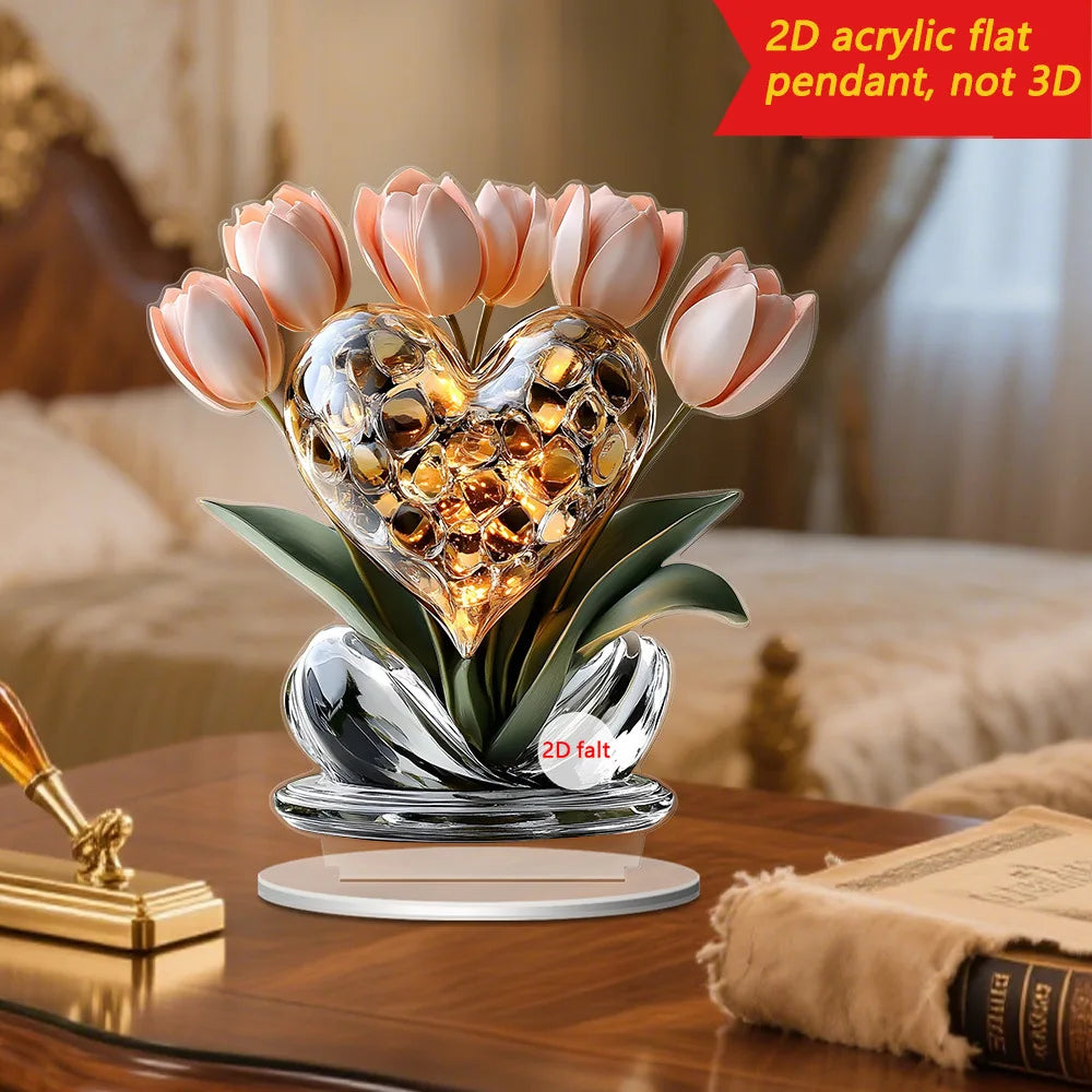 Crystal Rose Flower Figurine Glass Princess Style Dreamy Rose Flower Ornament Gift For Lady Home Table Wedding Decor