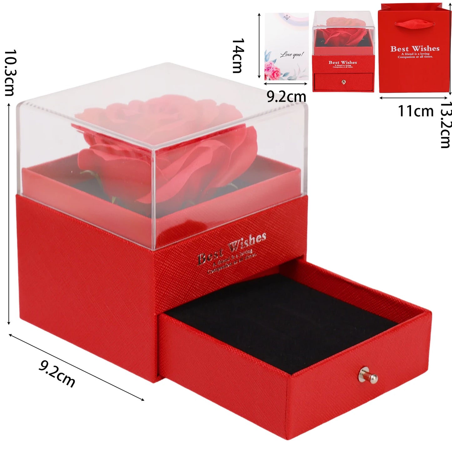 Rose Flower Gifts Box for Women Girlfriends New Fashion Valentine Jewelry Gift Ring & Necklace Gift Boxes Accessory Storage