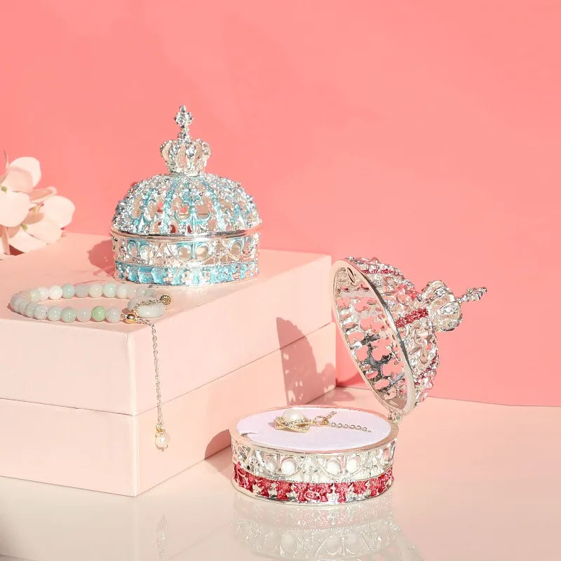 European Creative Jewelry Box Crown Ring Holder Wedding Proposal Gift for Women Earrings Necklace Storage