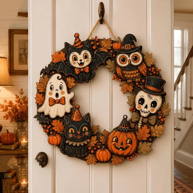 Black Cat Halloween Wooden Hanging Sign