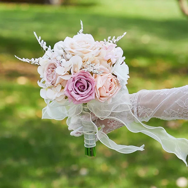 1PC Wedding Bride Bouquet Bohemian Bouquet Artificial Wheat and Lotus Seed Decorative Tossing Bouquet for Wedding Valentine Day