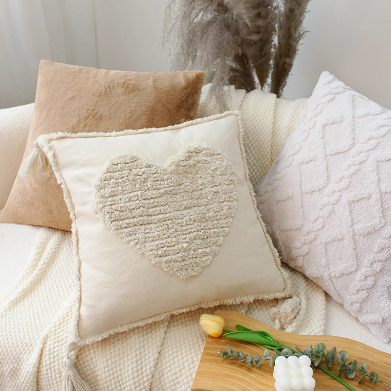 BUYNOW Hoop Flover Tufted Polka Dot Floret Embroidery Pillowcase Bohemian Living Room Sofa Cushion Cover HomeParty Bedroom Decor