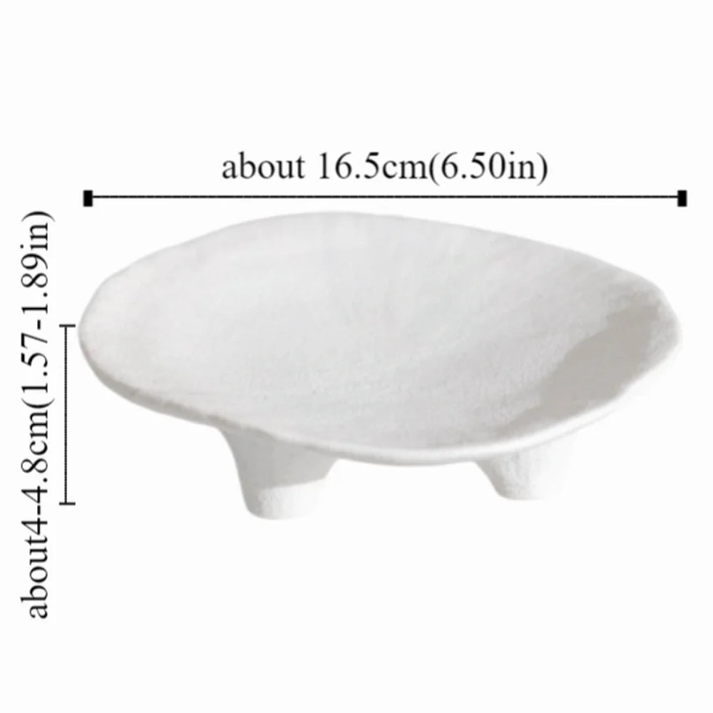 Unique Ceramic Jewelry Storage Tray Creative Irregular Three Legged Tray Portable Simple Desktop Storage Plate Entrance