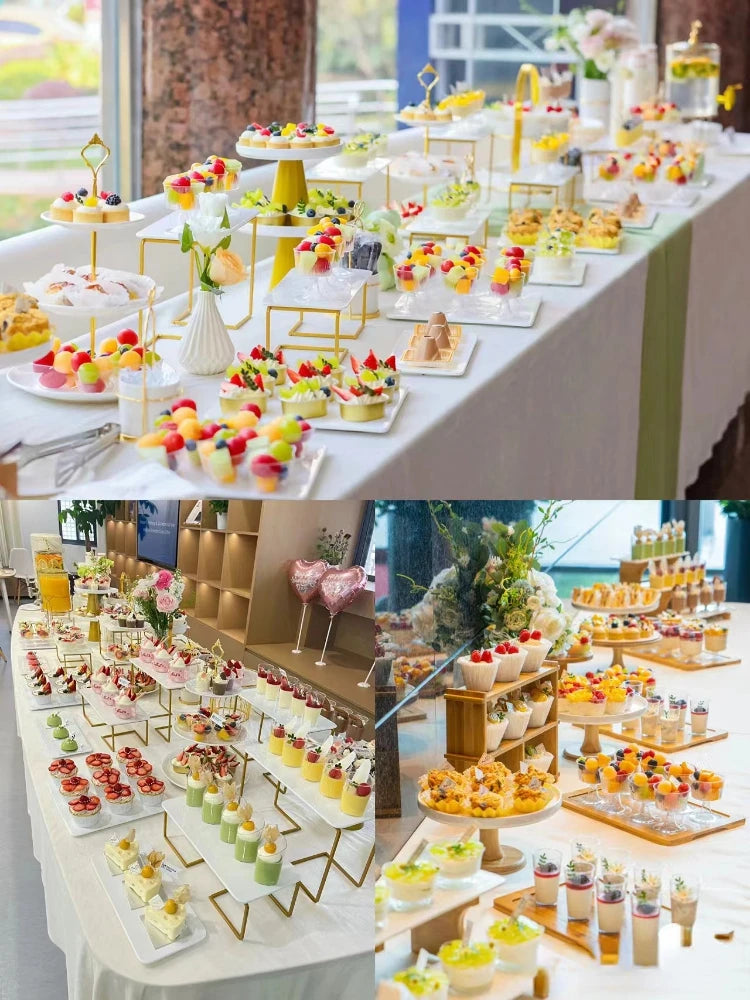 Wedding Dessert Table Display Set, Cake Stand, Buffet Candy Bar, Banquet Tea Break Plates, Cupcake, Food Drinks Holder 6-13 PCS