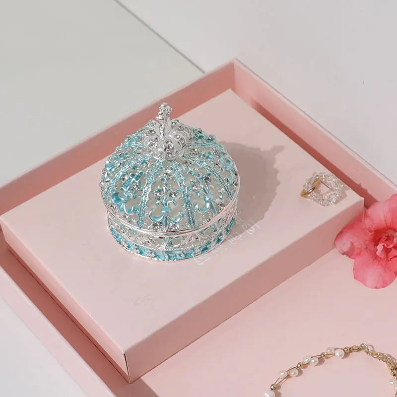 European Creative Jewelry Box Crown Ring Holder Wedding Proposal Gift for Women Earrings Necklace Storage