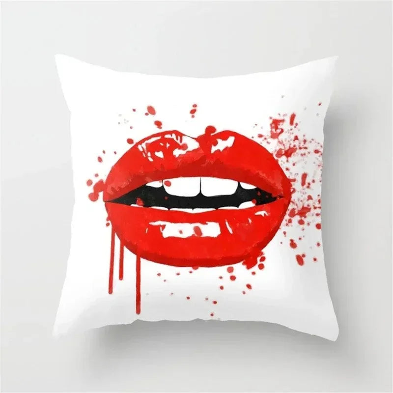 Cute Red Print Geometric Red Plaid Pink Lolita Pillow Cover Decorative Modern Nordic Throw Pillow Cover