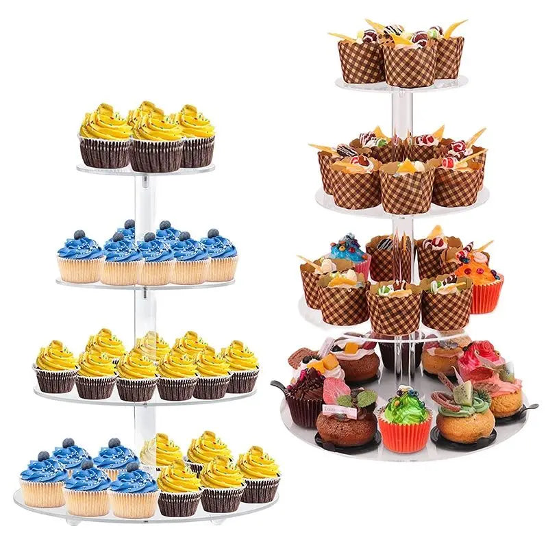 Acrylic Cake Round Wedding Stand Cupcake Dessert Tower Crystal Events Pastry Serving Platter Food Display For Birthday Xmas