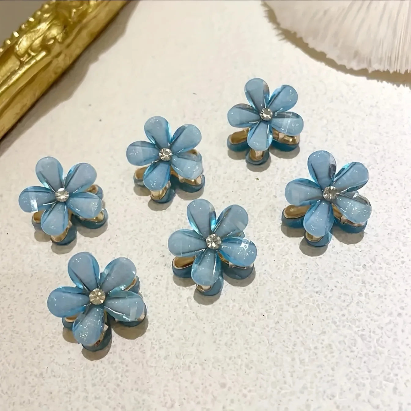 6pcs Elegant Bling Bling Rhinestone Flower Shaped Hair Grab Clips, Faux Pearl Decorative Hair Barrettes, Trendy Hair Decoration