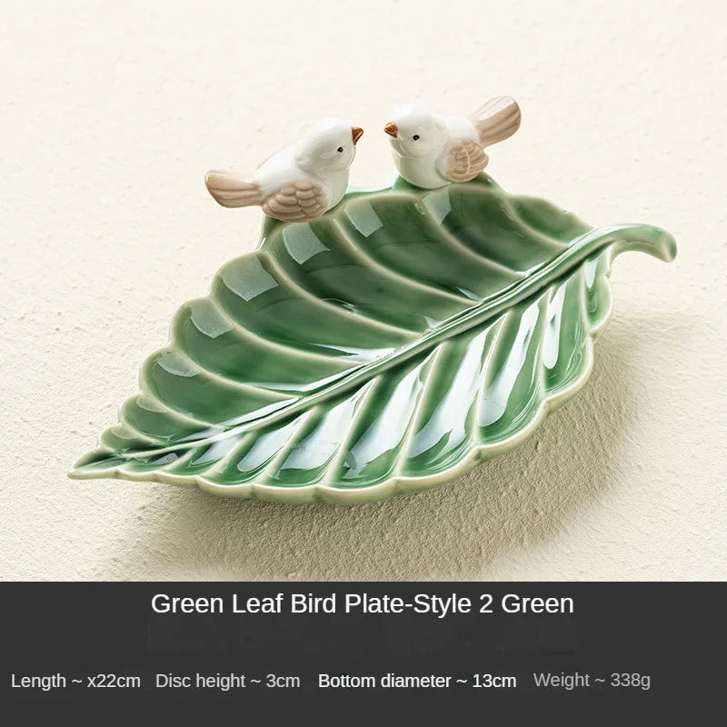 New Cute Bird Dim Sum Tray Ceramic Jewelry Storage Tray Creative Shelf Dim Sum Tray Home Tea Table Desktop Decoration Gifts