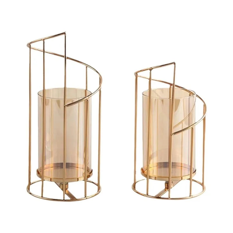 Elegant Gold Metal Candle Holders