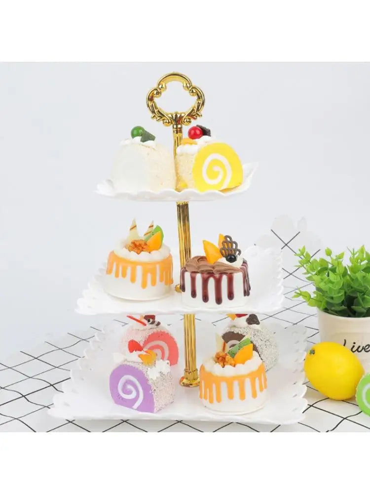 European Three-layer Cake Stand Wedding Party Dessert Table Candy Fruit Plate Cake Self-help Display Home Table Decoration Trays