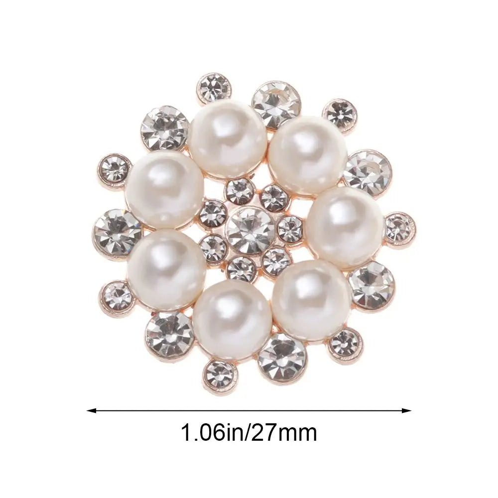 5Pcs Apparel Accessories Bag Hairpin Rhinestone Buttons Sewing Buttons Crystal Glass Stone Pearl Flower Buttons