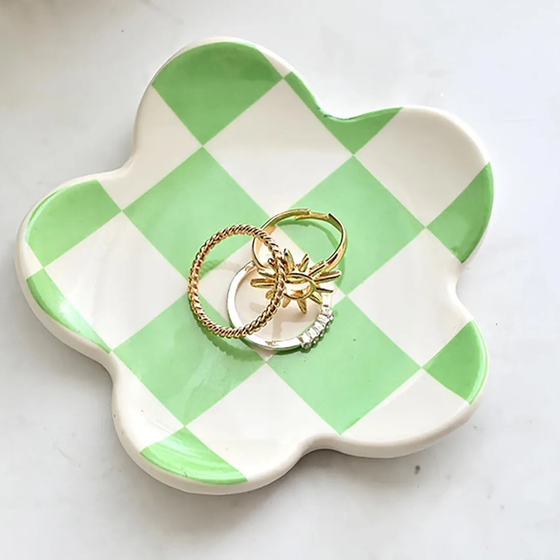 Creative Ceramic Petal Tray, Jewelry Plate Necklace Ring Storage Dish,Jewelry Display Plate Desktop Decor