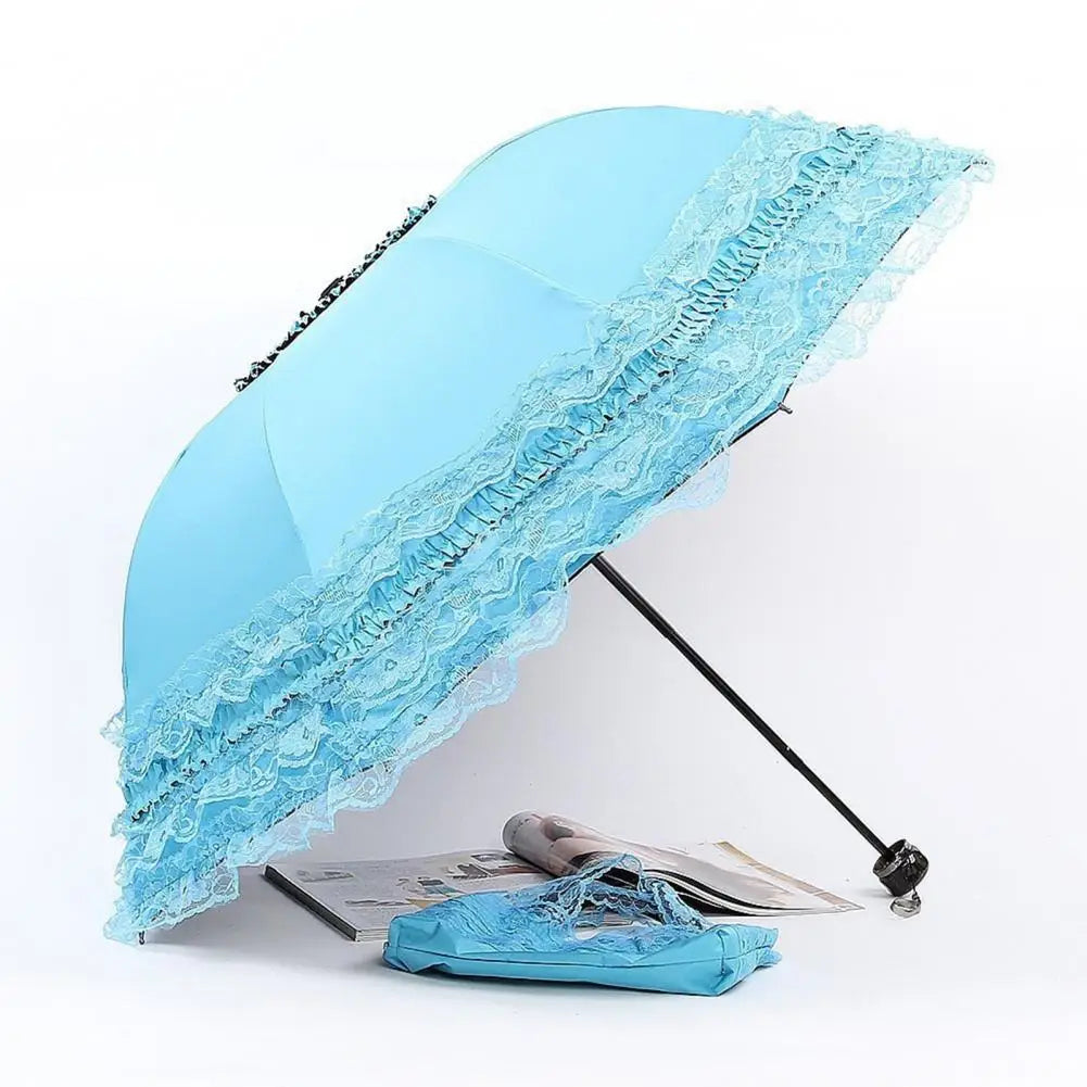 Vintage Lace Parasol Uv Protection Folding Umbrella Stylish Lace Folding Umbrella for Sun Protection Rain Lightweight Portable