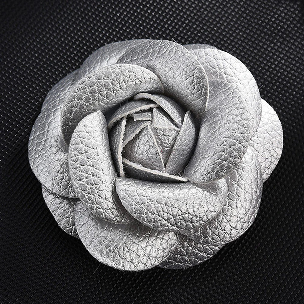 Pin Lapel Sewing Fabric Brooch Jewelry PU Leather Camellia Flower DIY Craft Supplies Corsage