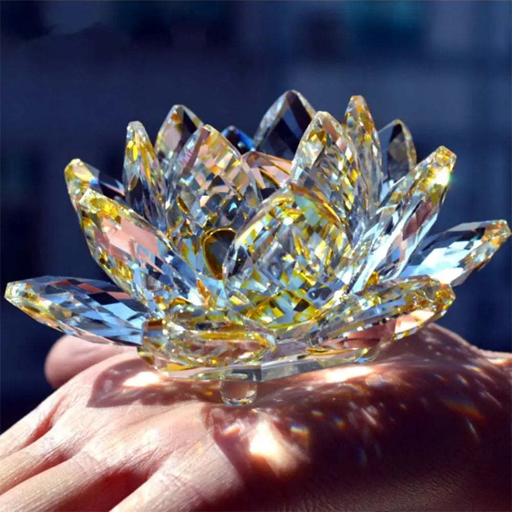 6cm Quartz Crystal Lotus Flower Crafts Glass Paperweight Fengshui Ornaments Figurines Home Wedding Party Decor Gifts Souvenir