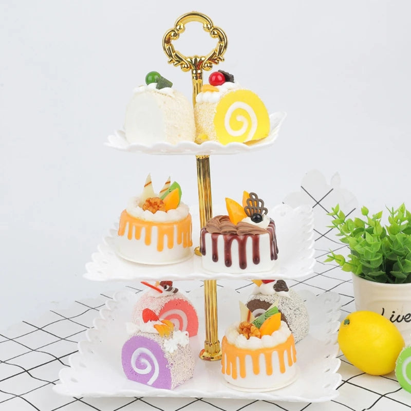 European Three-layer Cake Stand Wedding Party Dessert Table Candy Fruit Plate Cake Self-help Display Home Table Decoration Trays