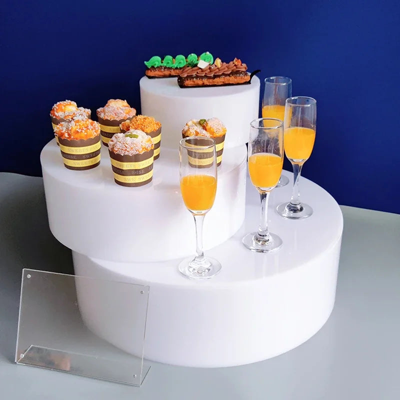 3pcs set square wedding decoration acrylic dessert table set buffet cake snack display stand white acrylic riser