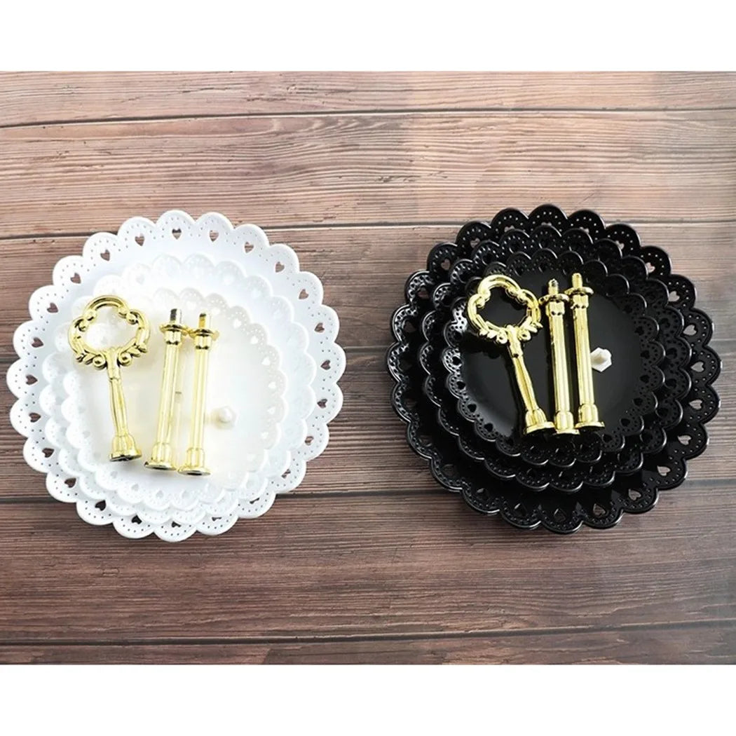 1Pcs 3 Layer ABS Plastic White/black Cake Stand Fruit Small Size Plate Tray Display Birthday Party Dessert Wedding