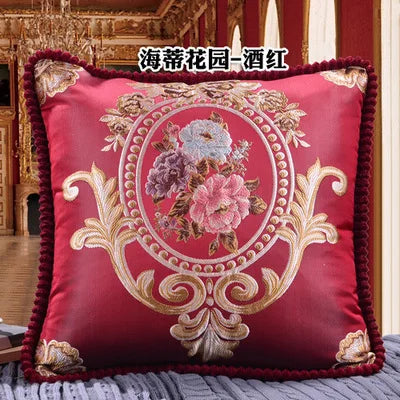 Flowers Embroidery Cushion Cover Embossed Pillowcases Bead String Jacquard Cushion Covers for Living Bedroom Home Decor 48x48cm