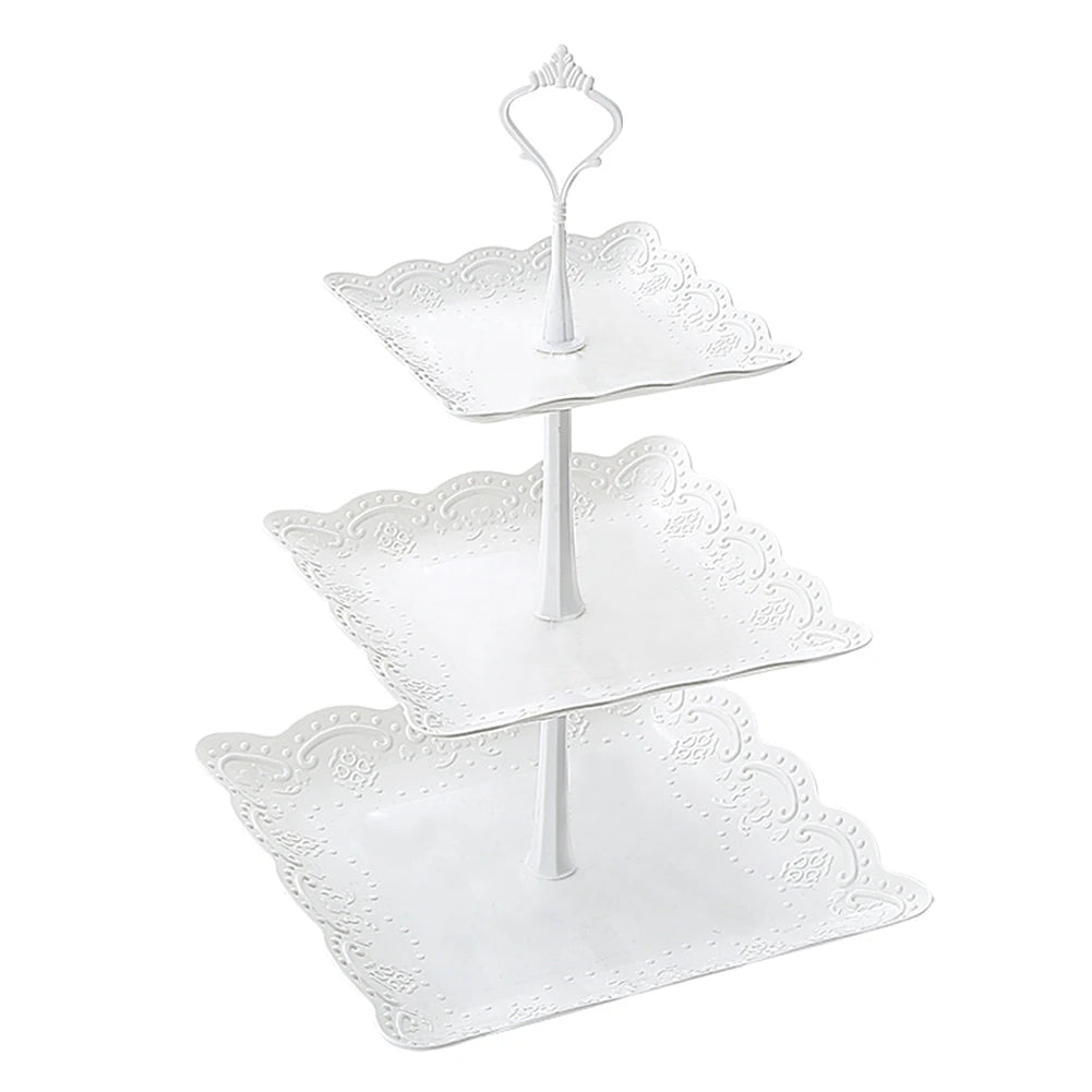3 Tier Cake Stand Display White Rack Afternoon Tea Wedding Cupcake Plate Party Tableware Xmas Brithday Decoration Dessert Holder