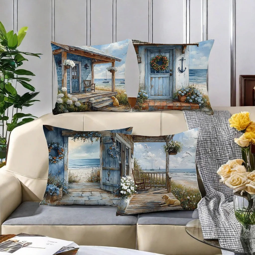 Ocean Theme Polyester PillowcaseSuitable for sofa car bedroom decorative cushion cover pillow cover