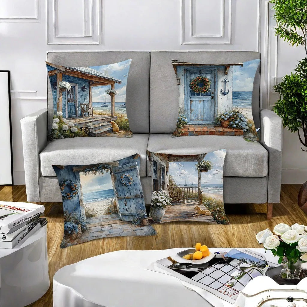 Ocean Theme Polyester PillowcaseSuitable for sofa car bedroom decorative cushion cover pillow cover