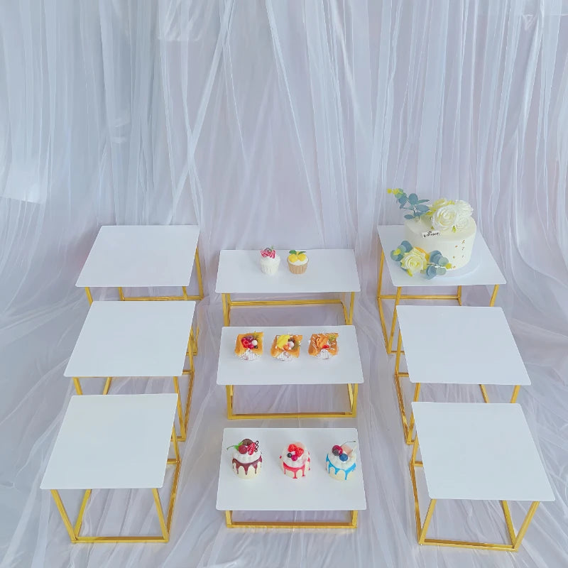 Wedding Dessert Table Display Set, Cake Stand, Buffet Candy Bar, Banquet Tea Break Plates, Cupcake, Food Drinks Holder 6-13 PCS