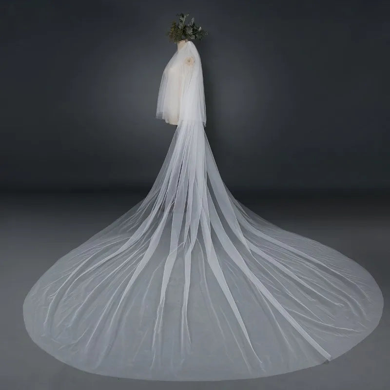 Wholesale Long Wedding Veil 3 Meter Bridal Veil Cathedral with Comb Two Layer Cut Edge Bride Veils Complementos De Boda