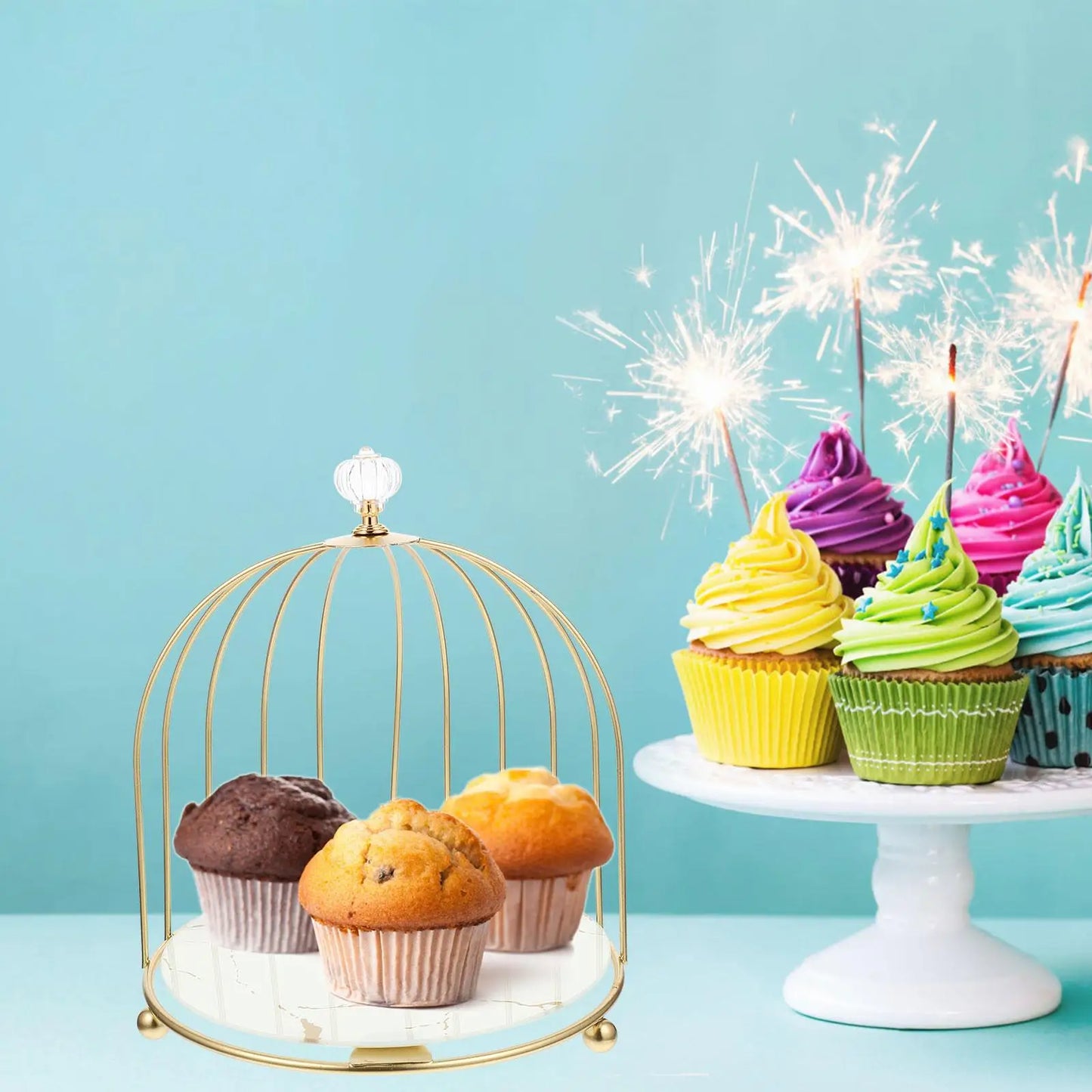 Glass Metal Wedding Cake Stand Decorative Cupcake Holder Dessert Display Tray Pastry Server Table Decor For Party Home