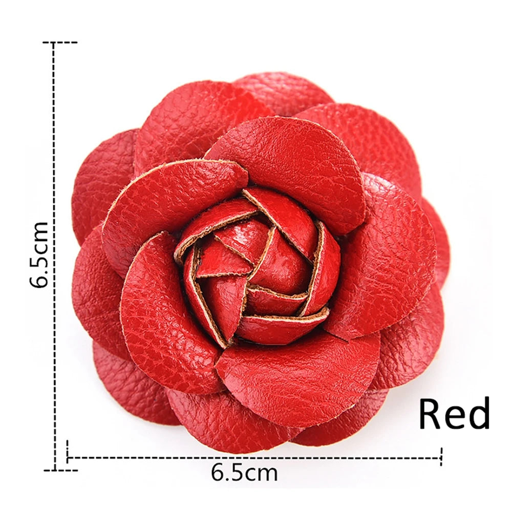 Pin Lapel Sewing Fabric Brooch Jewelry PU Leather Camellia Flower DIY Craft Supplies Corsage