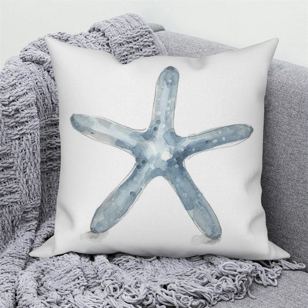 Ocean Animals Anchor Ship Decorative Pillowcase Sofa Cushion Cover Throw Pillow Case Home Bedroom Car Decor 40x40 45x45 50x50cm