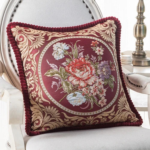 Flowers Embroidery Cushion Cover Embossed Pillowcases Bead String Jacquard Cushion Covers for Living Bedroom Home Decor 48x48cm